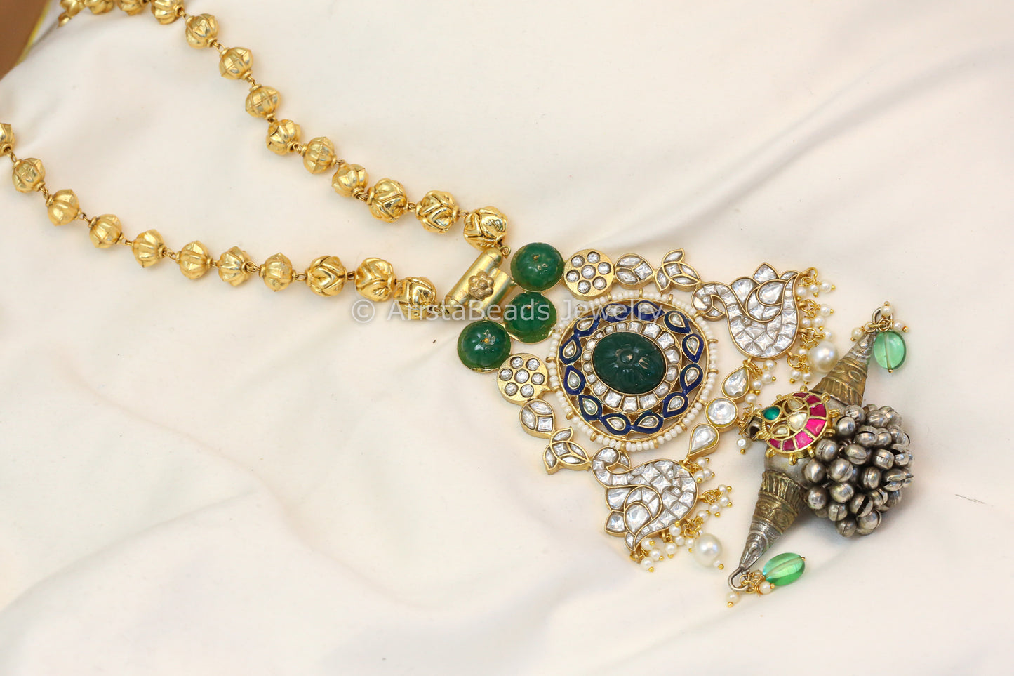 Silver Look Alike Fusion Kundan Necklace (ABJ-N101-44)