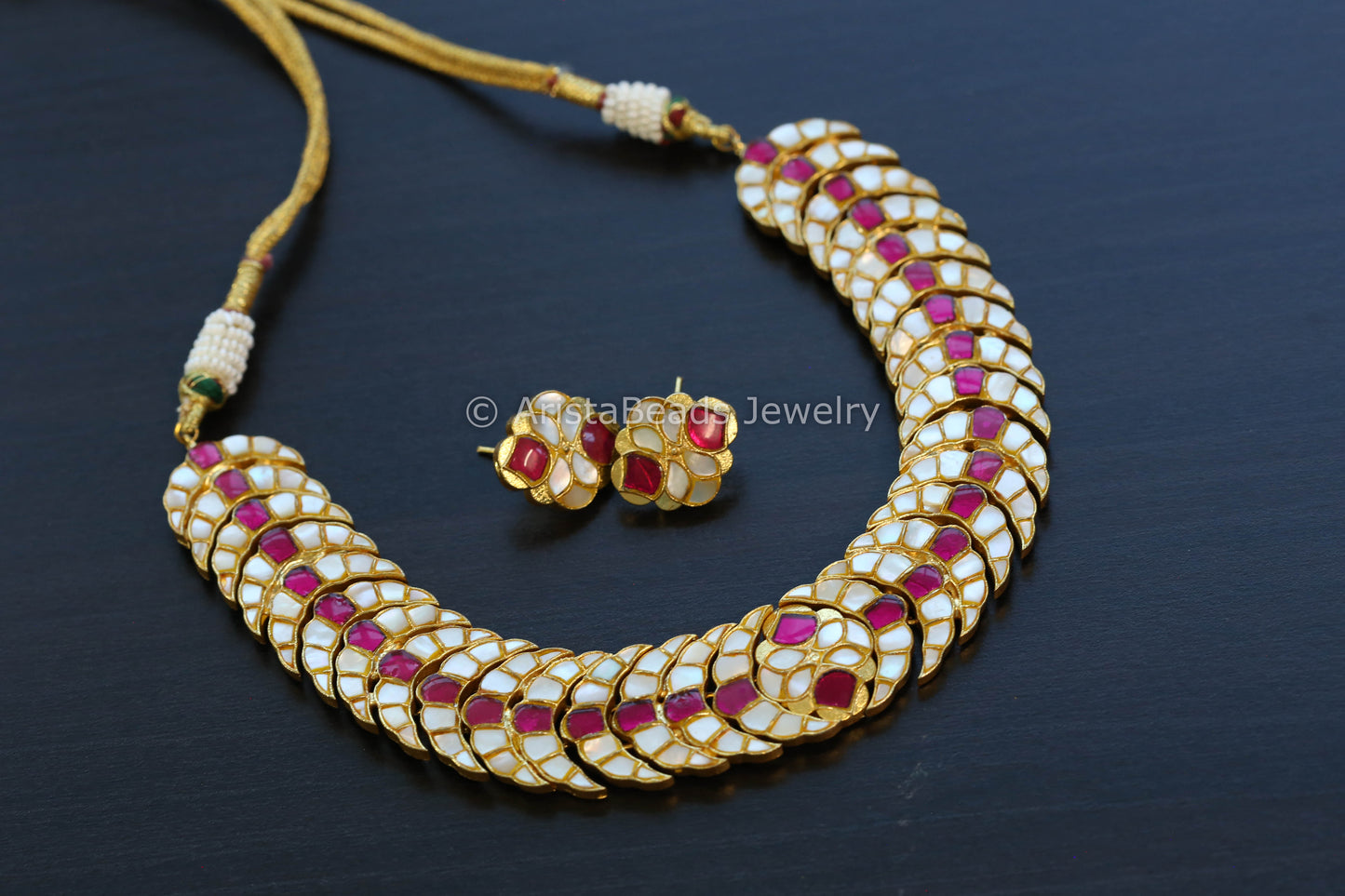 Antique Polish MOP & Ruby Kundan Jadau Set (102-78)