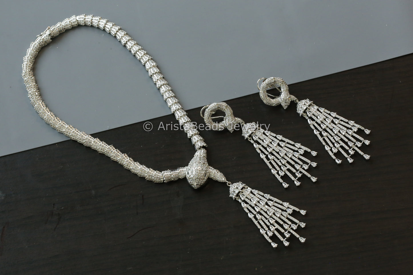Contemporary CZ Serpenti Necklace Set