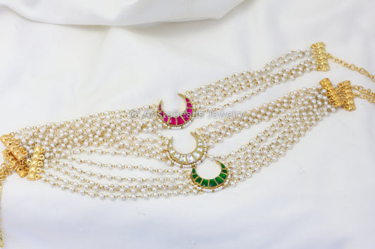 Jadau Kundan Dainty Choker - Ruby, Clear, Green