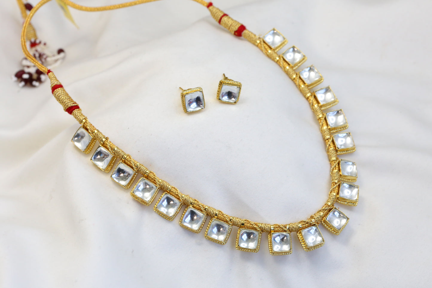 Clear Pachi Kundan Necklace Set