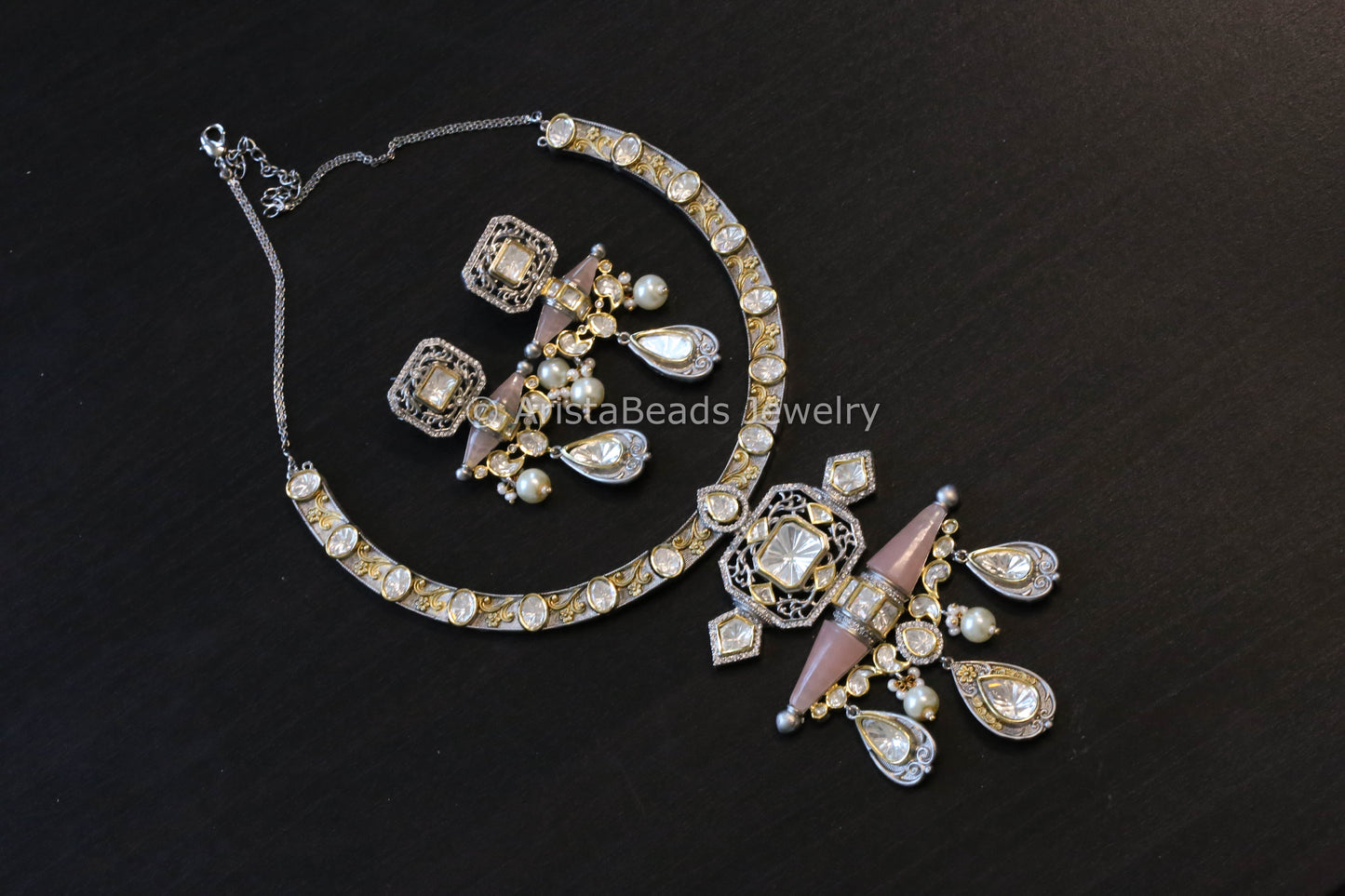 Premium Dual Tone Polki Set- Pink (103-55)