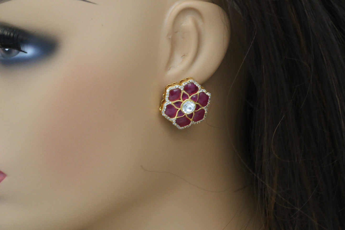 Jadau Kundan Stud Earrings - ABJ101-8