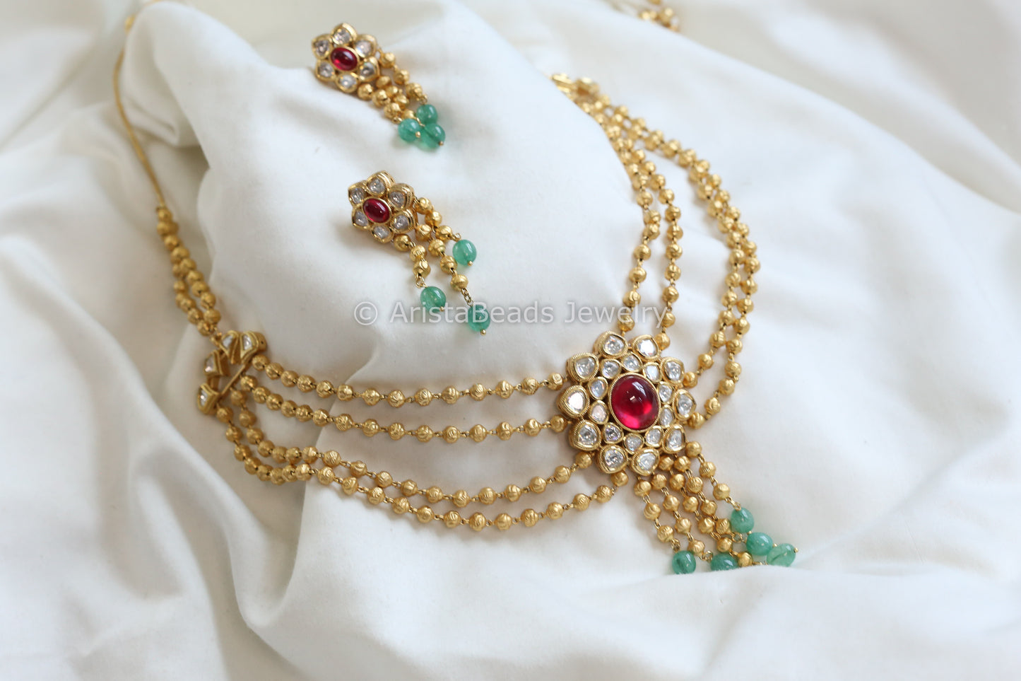Next To Real Uncut Polki Necklace Set (102-61)