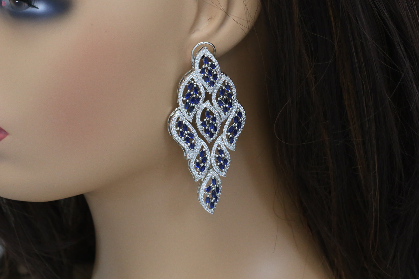 Contemporary CZ Leaf Earrings- ABJ101-12