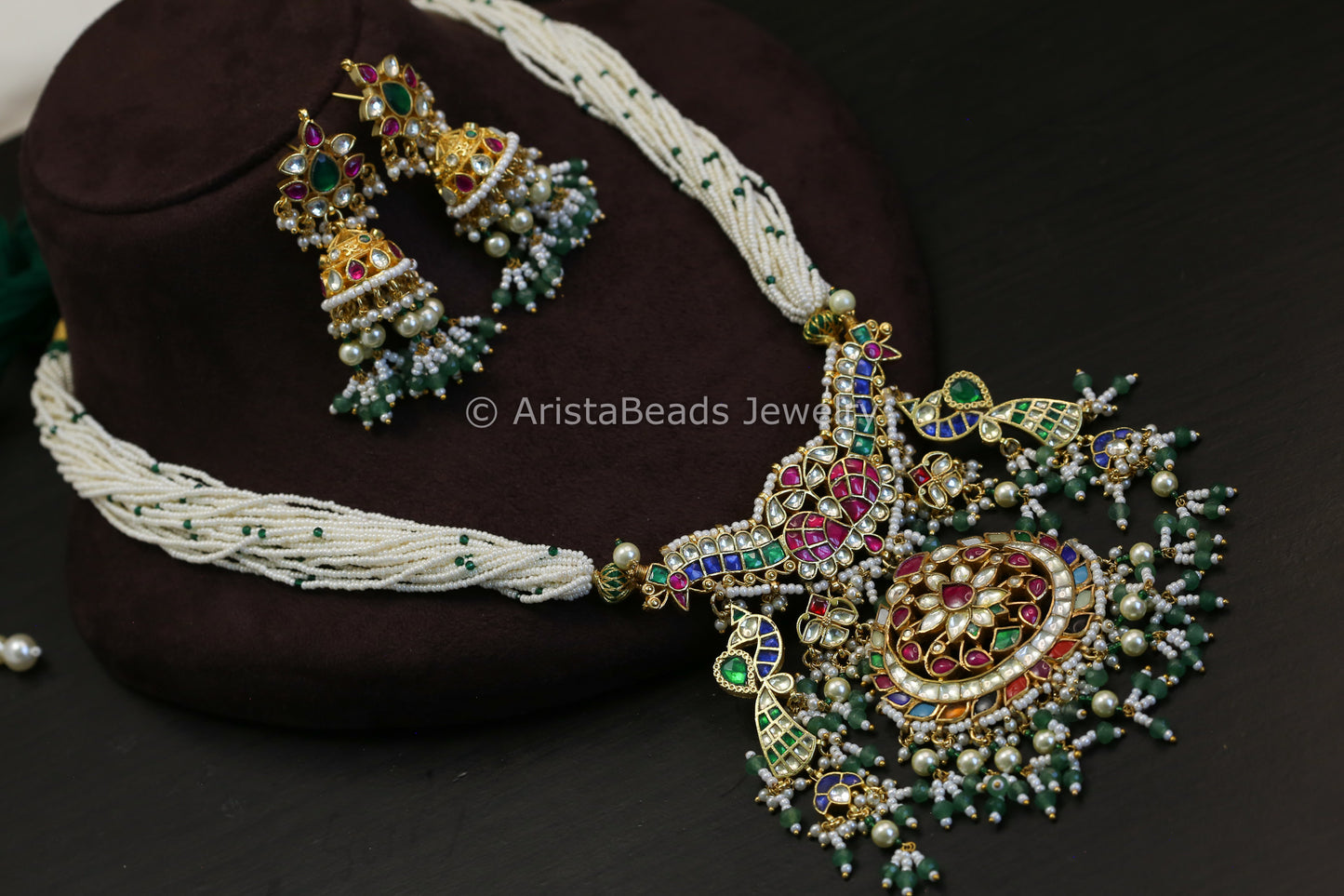 Designer Pachi Kundan Necklace Set