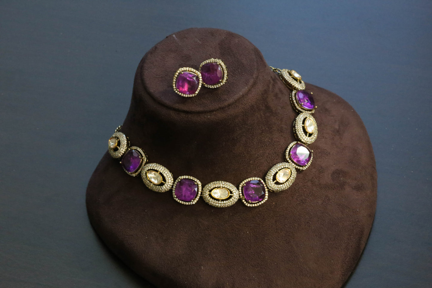 Real Moissanite & Purple Doublet Set (103-61)
