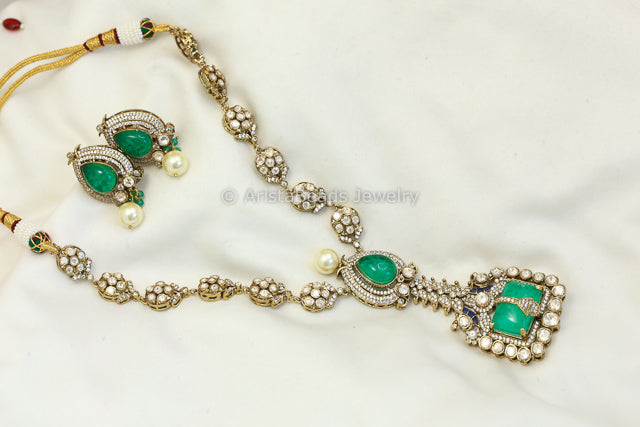 Anaya Victorian Moissanite & Pota Doublet Set - Emerald Green