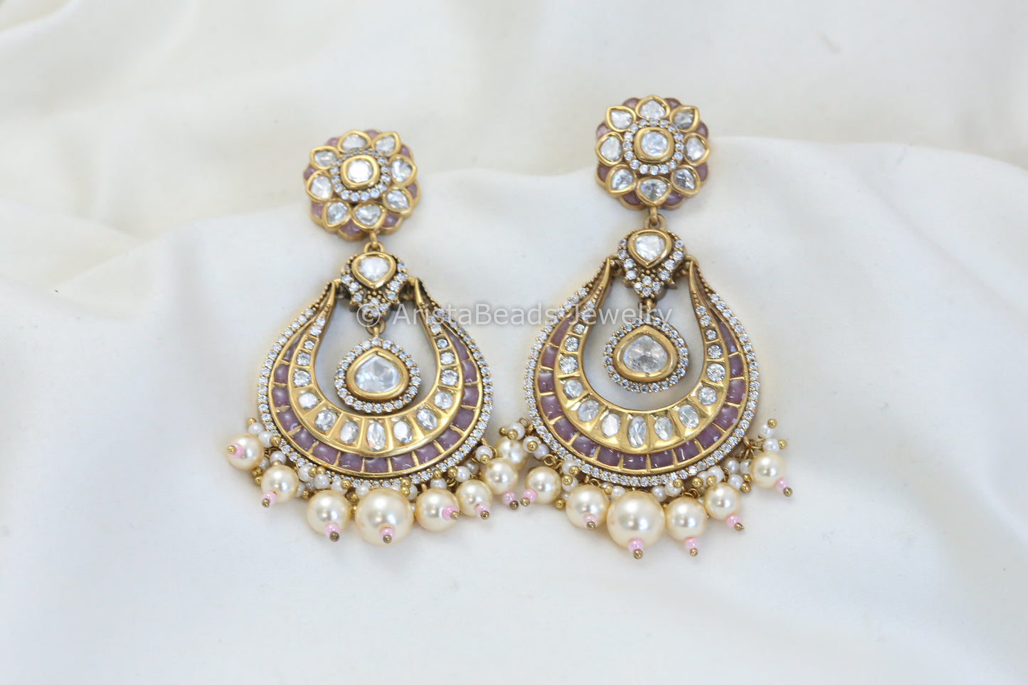 Premium Takkar Kundan Polki Chandbaali (E101-10)