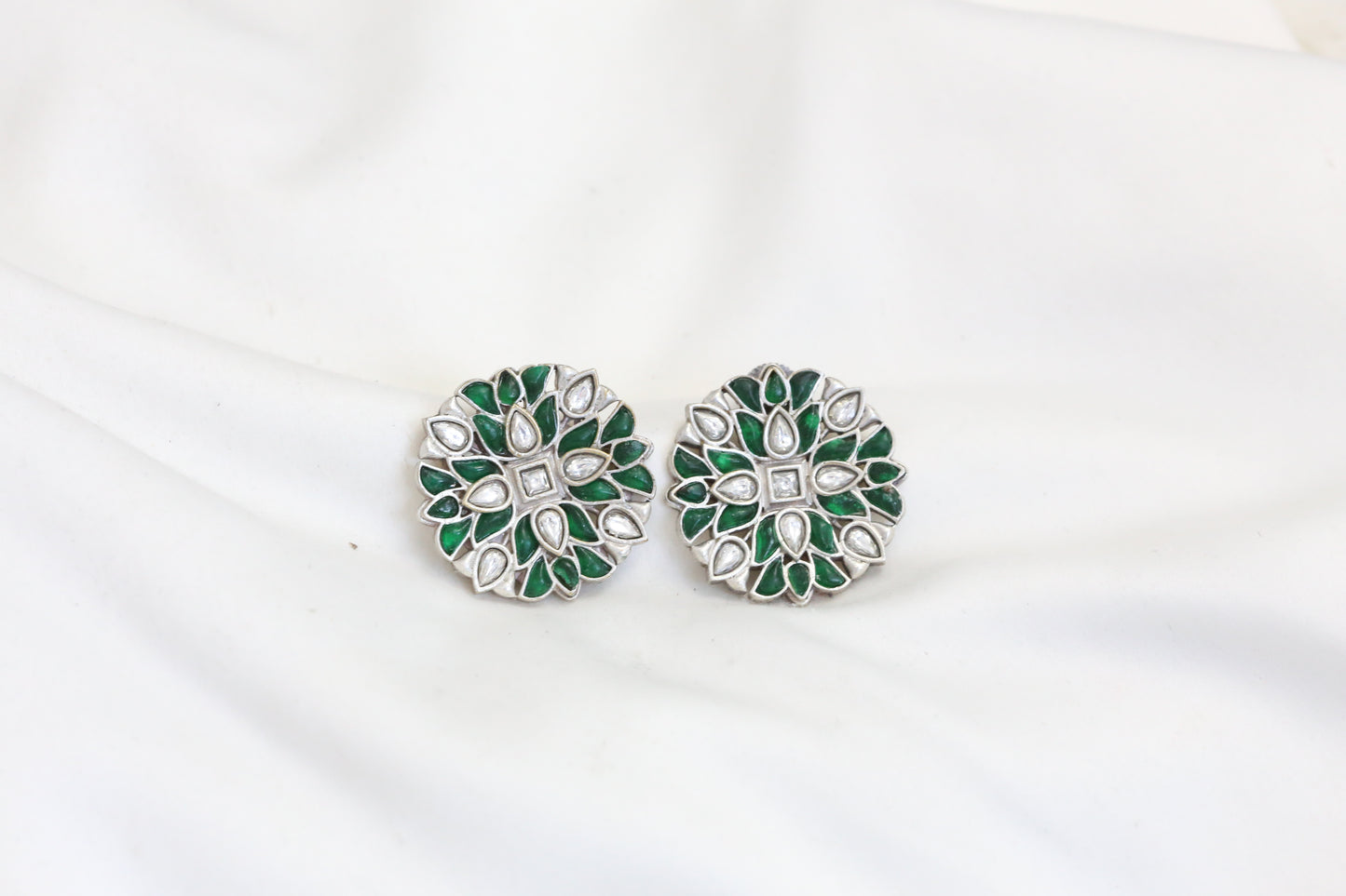 Simran Kundan Studs - Green