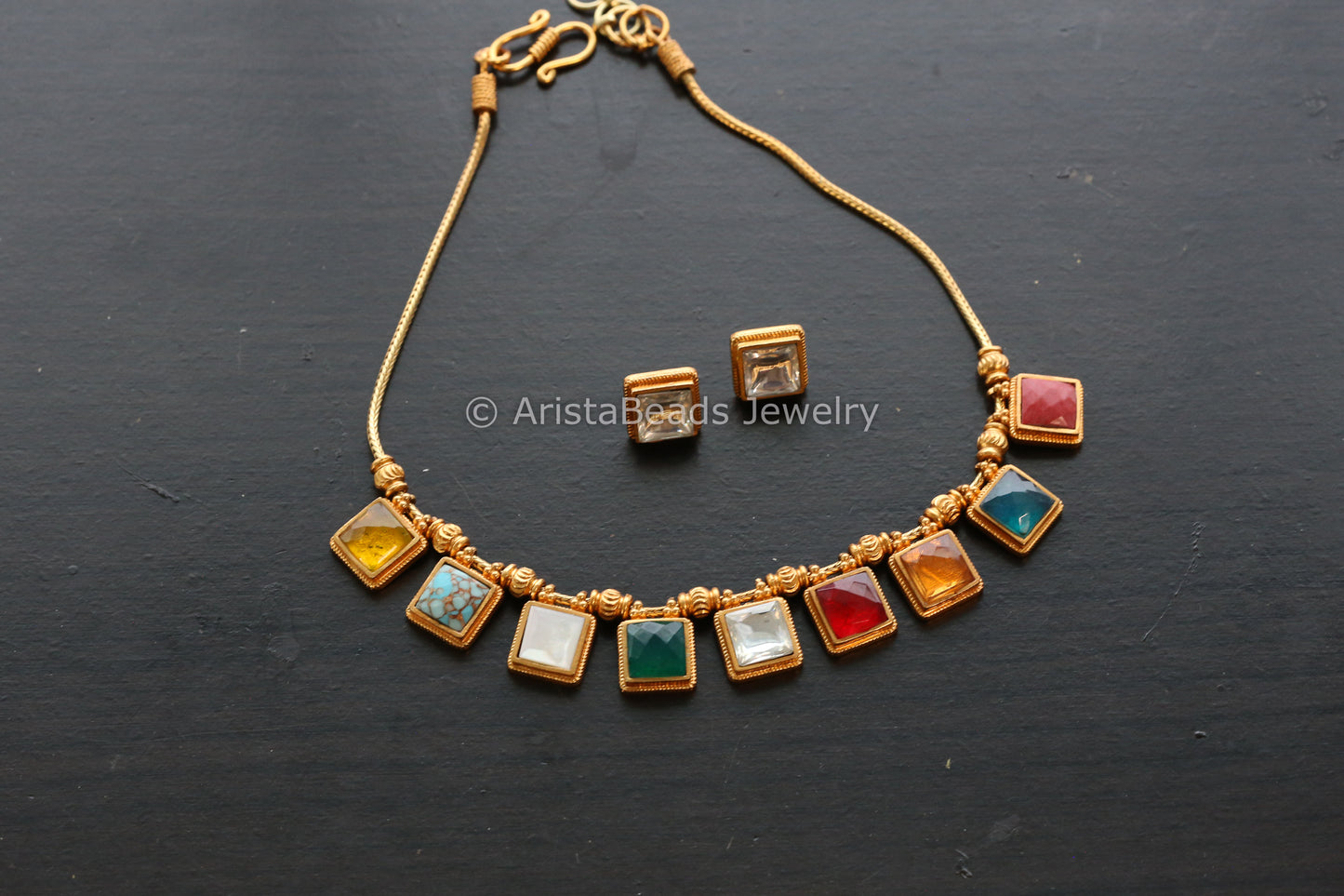 Clear Kundan Poki Necklace Set (ABJ-N101-25)