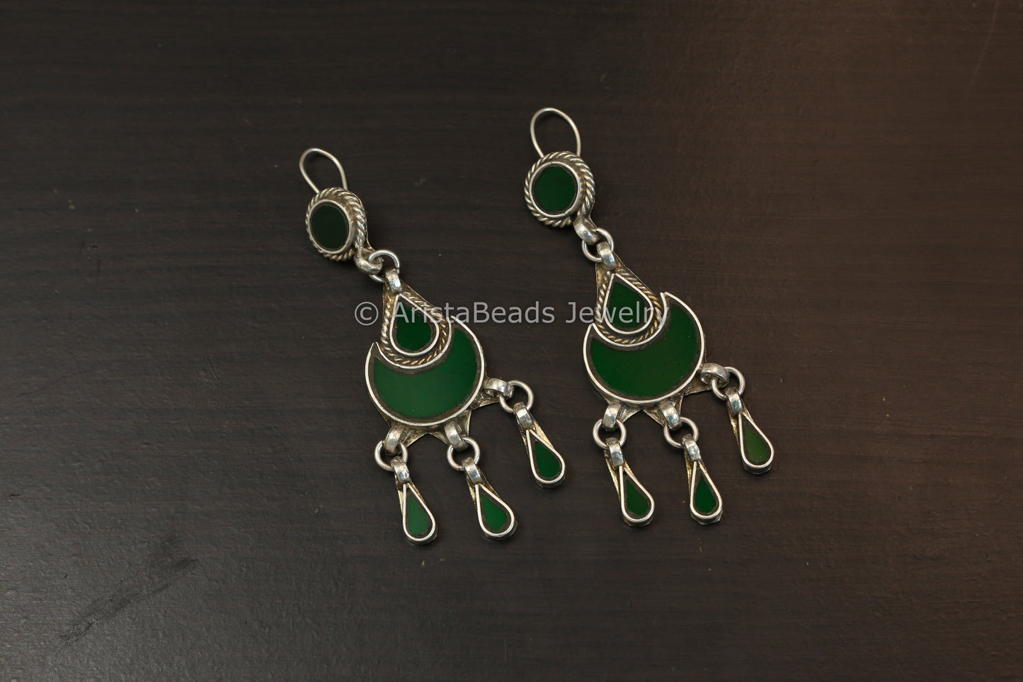 Sonam Real Glass Earrings - Green