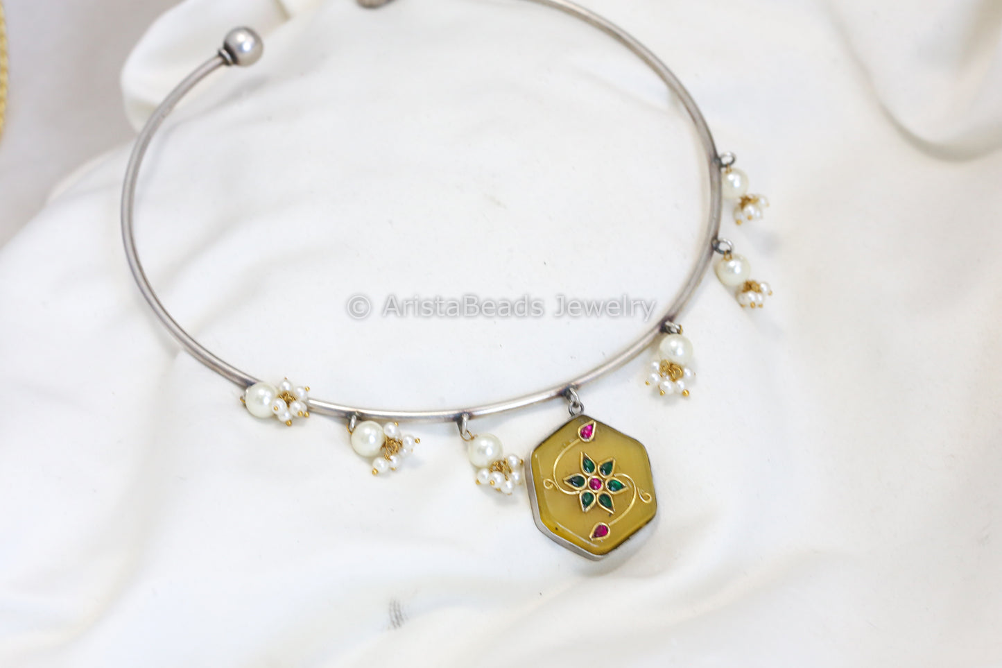 Alia Inlay Kundan Hasli Necklace - Yellow