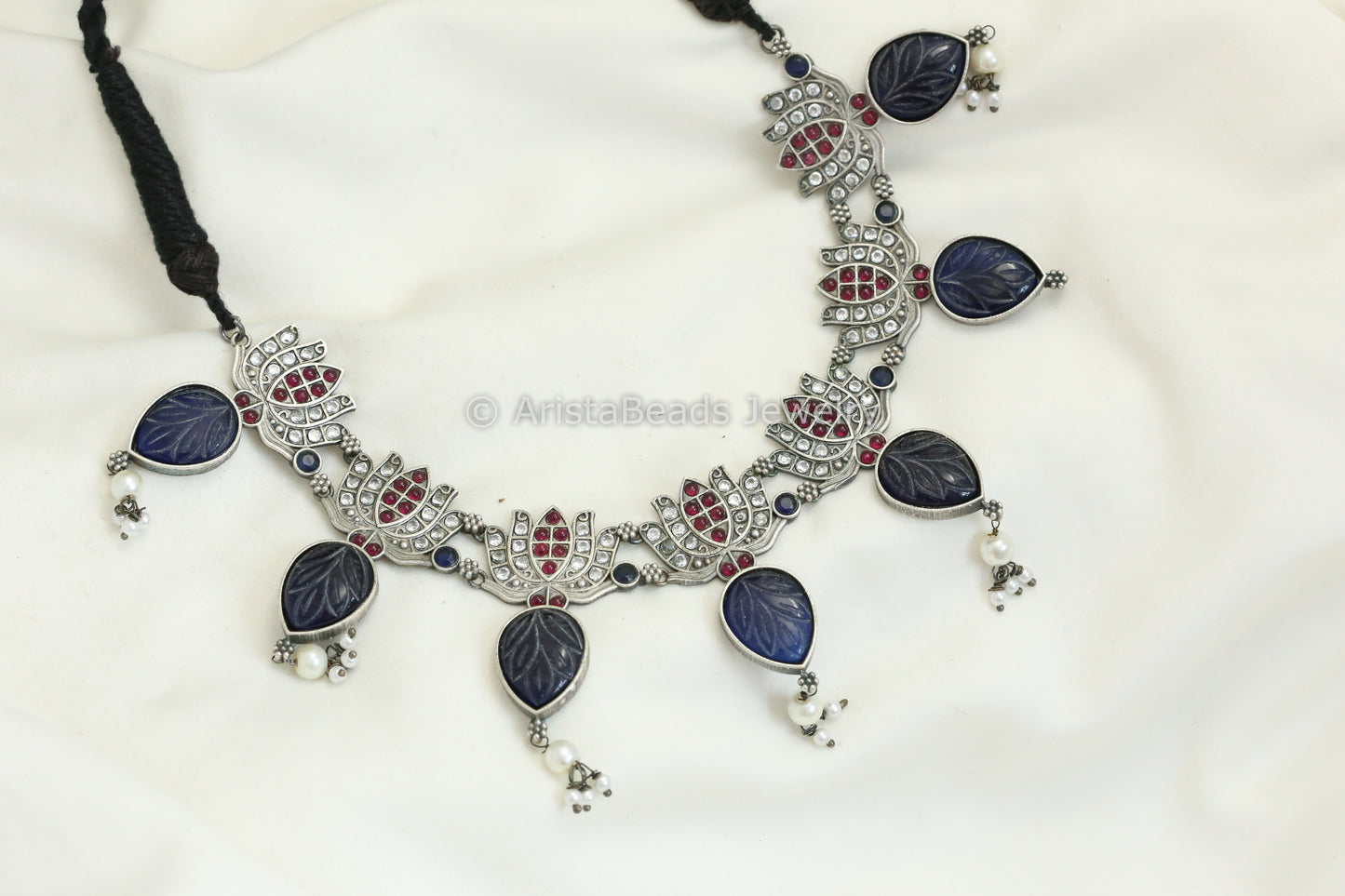 Lotus Carved Stone Necklace