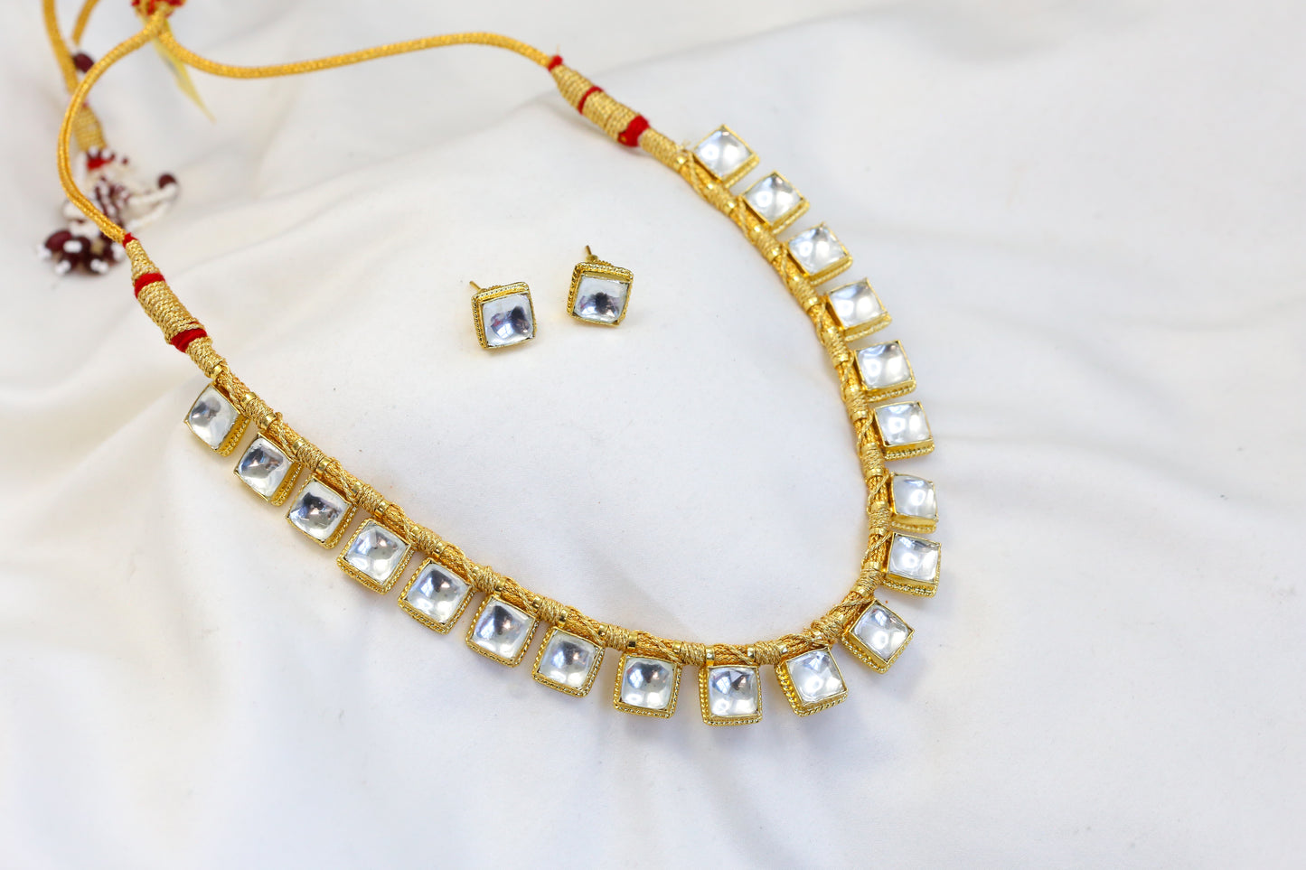 Clear Pachi Kundan Necklace Set