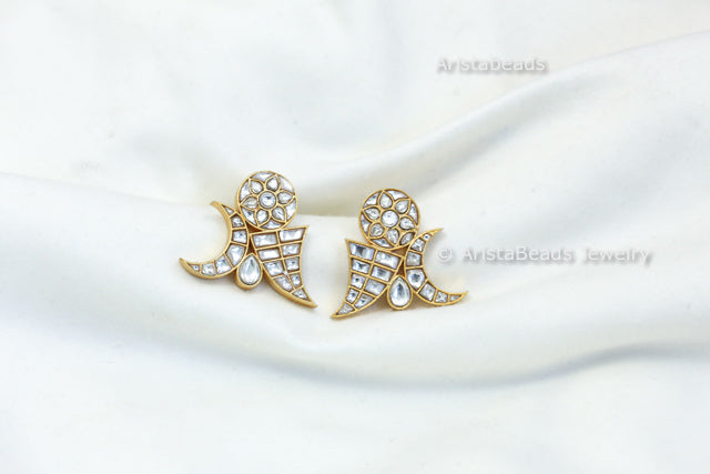 Aadya Contemporary Jadau Earrings - Clear