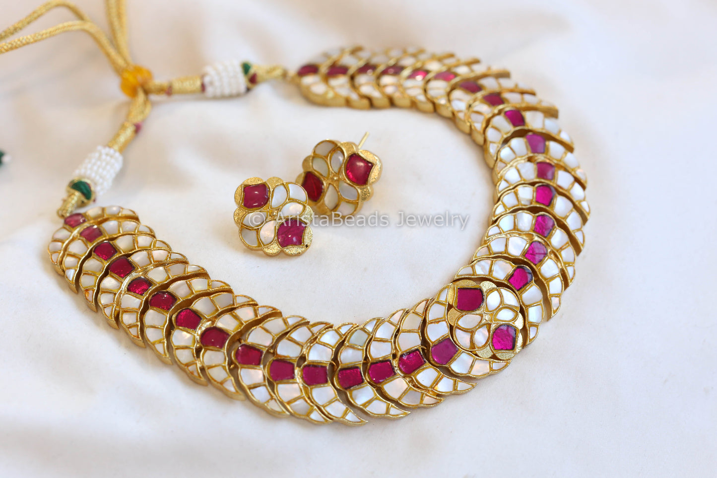 Antique Polish MOP & Ruby Kundan Jadau Set (102-78)