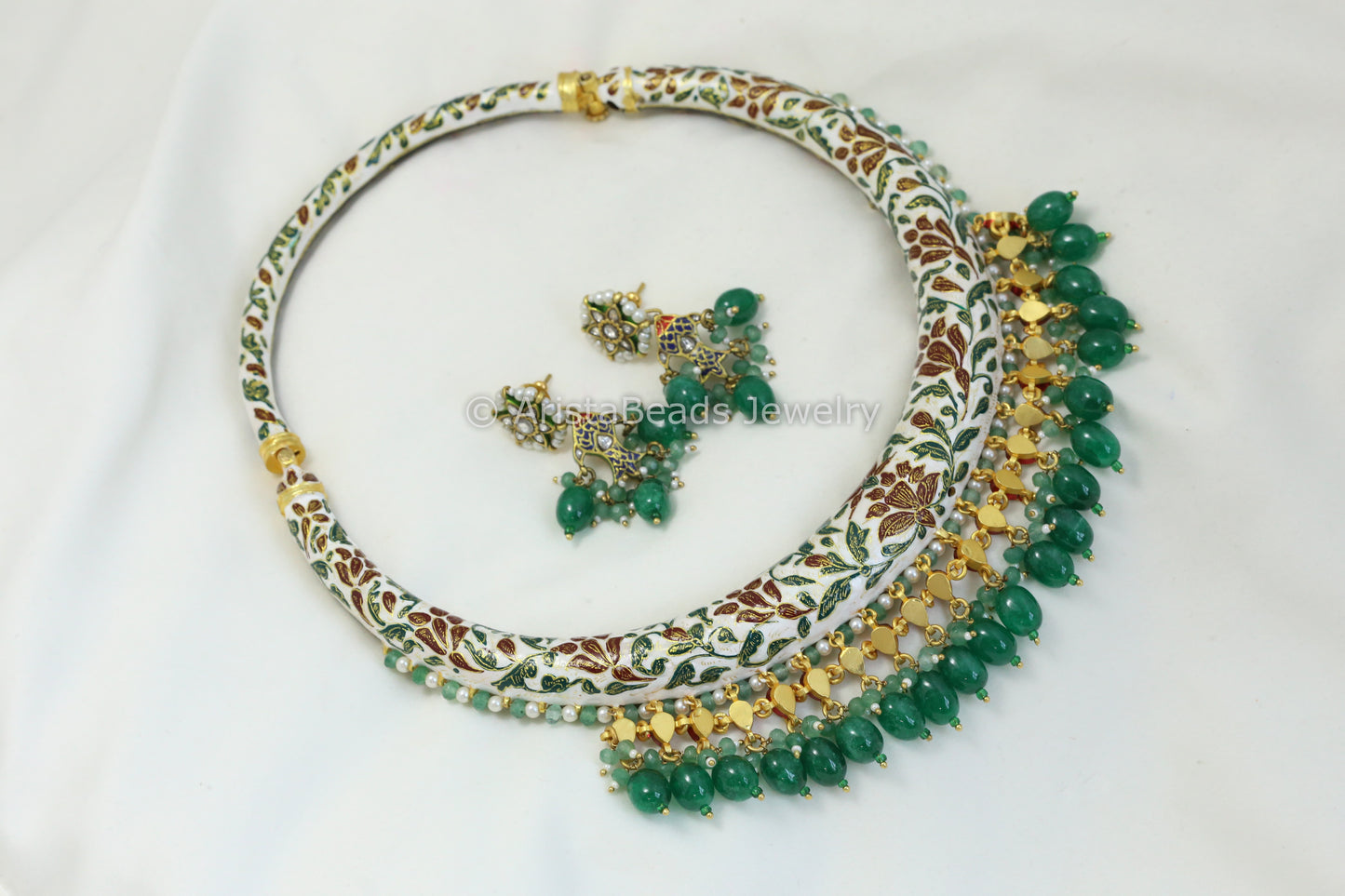 Handcrafted Rajwada Meenakari Kundan Hasli Set - Black
