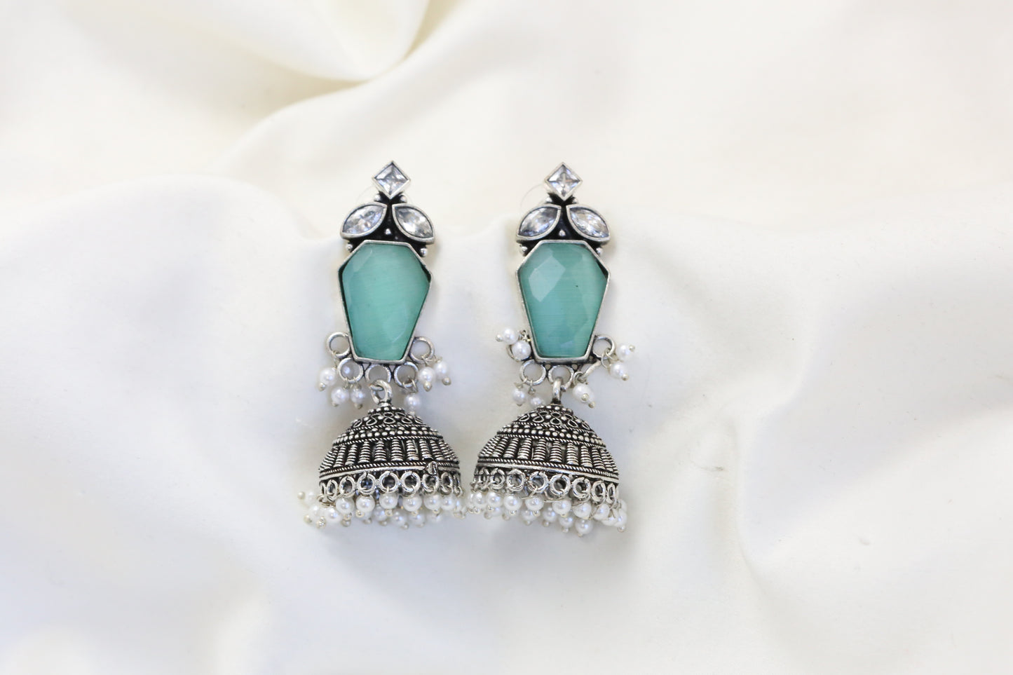 Anara Oxidized Jhumka - Mint