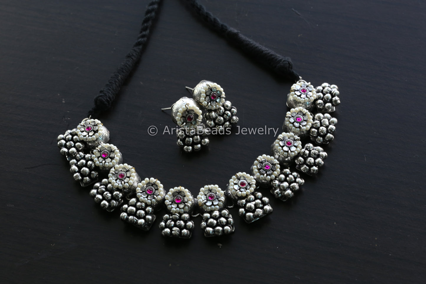 Oxidized Ghungroo Kemp Necklace Set (T103-35)