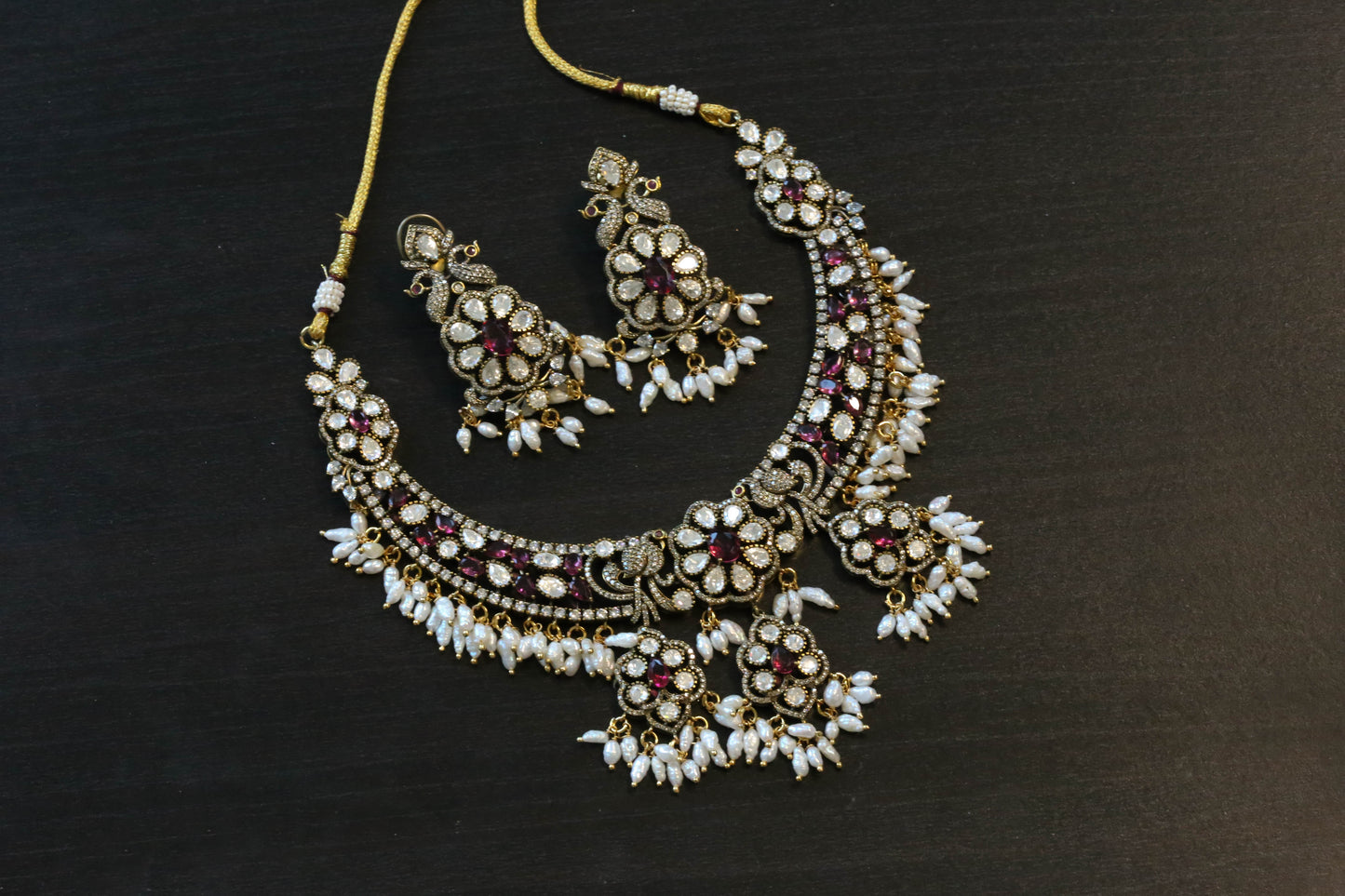 Real Moissanite & Fresh Water Pearl - Ruby (103-51)