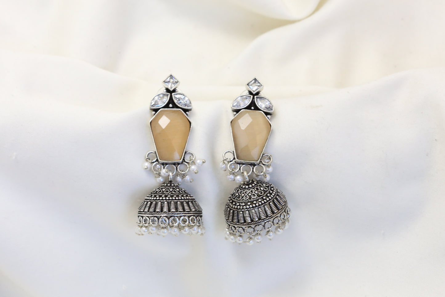 Anara Oxidized Jhumka - Peach