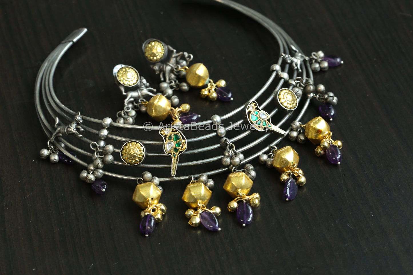 Dual Tone Fusion Kundan Hasli Set (ABJ-N101-96)