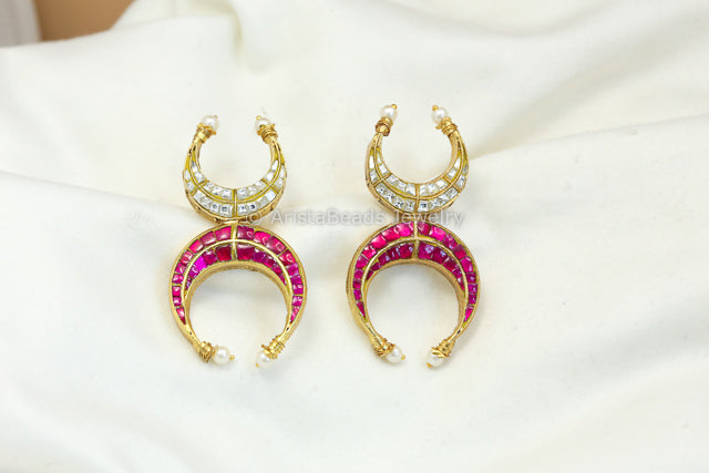 Contemporary Chand Earrings - Ruby Clear