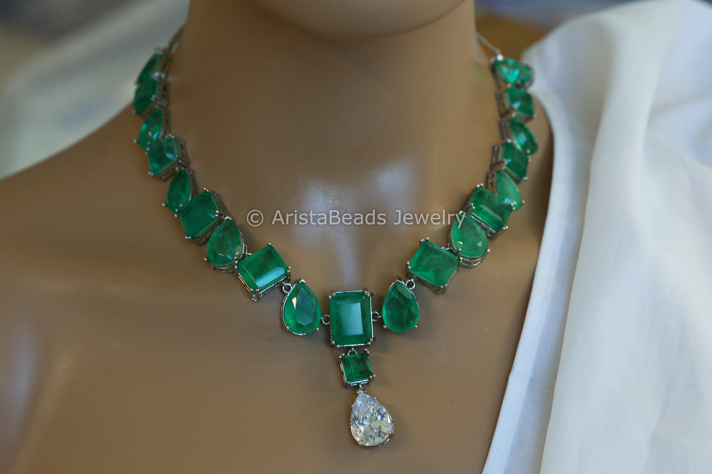 Silver Finish Doublet Necklace Set (103-38)