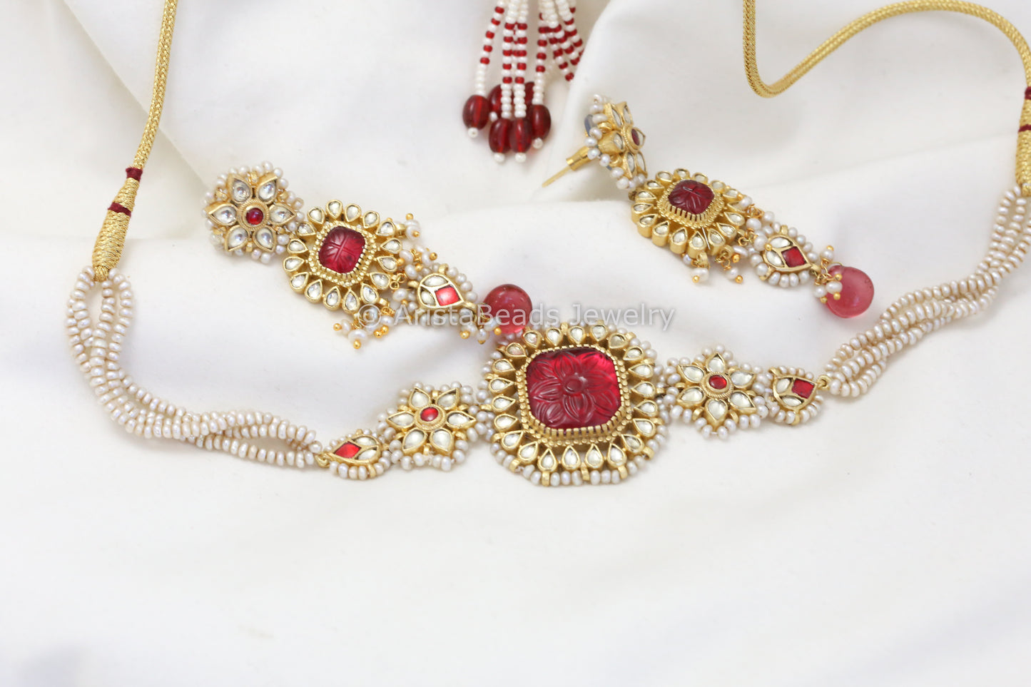 Real Keshi Pearls & Fine Jadau Kundan Necklace Set