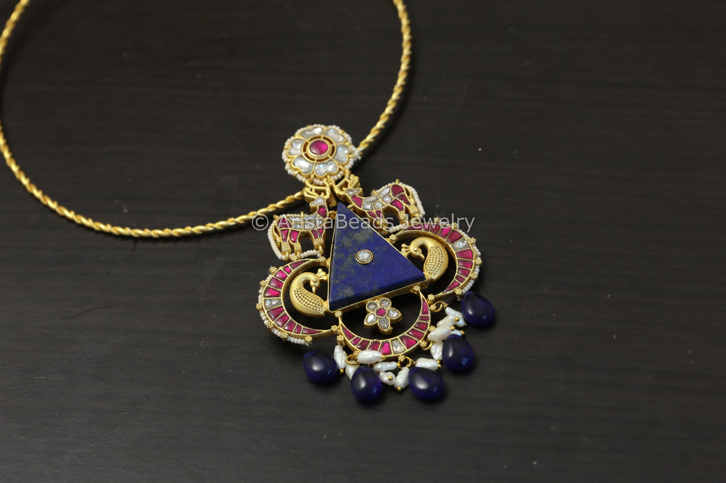 Next To Real Jadau Fusion Necklace - Lapis (Removable)