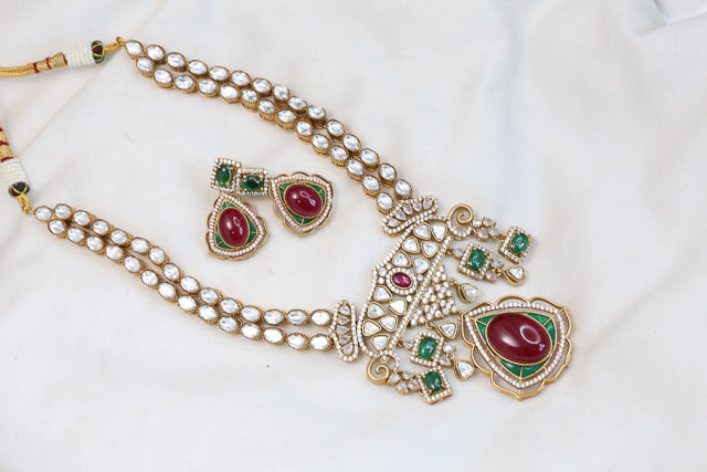 Victorian Moissanite Look Polki & Pota Doublet Set - Multi