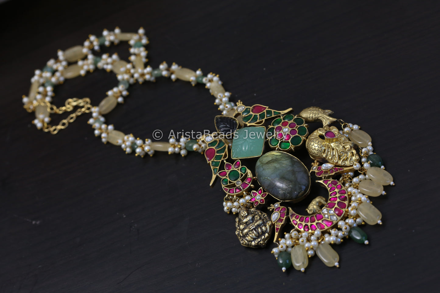 Fusion Jadau Kundan Necklace - Labradorite