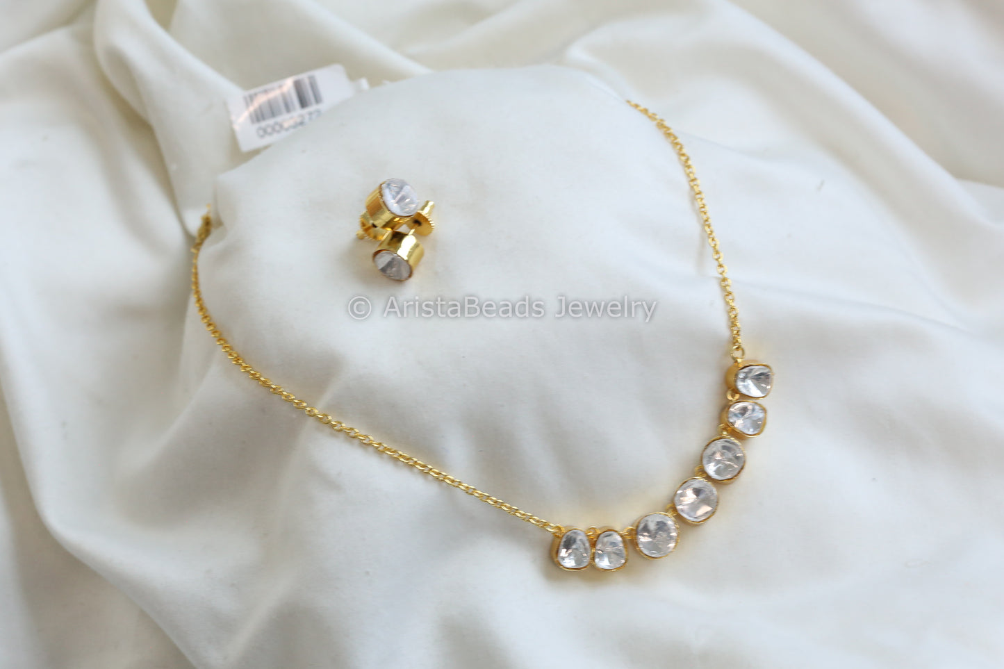 Dainty Uncut Polki Necklace Set (102-49)