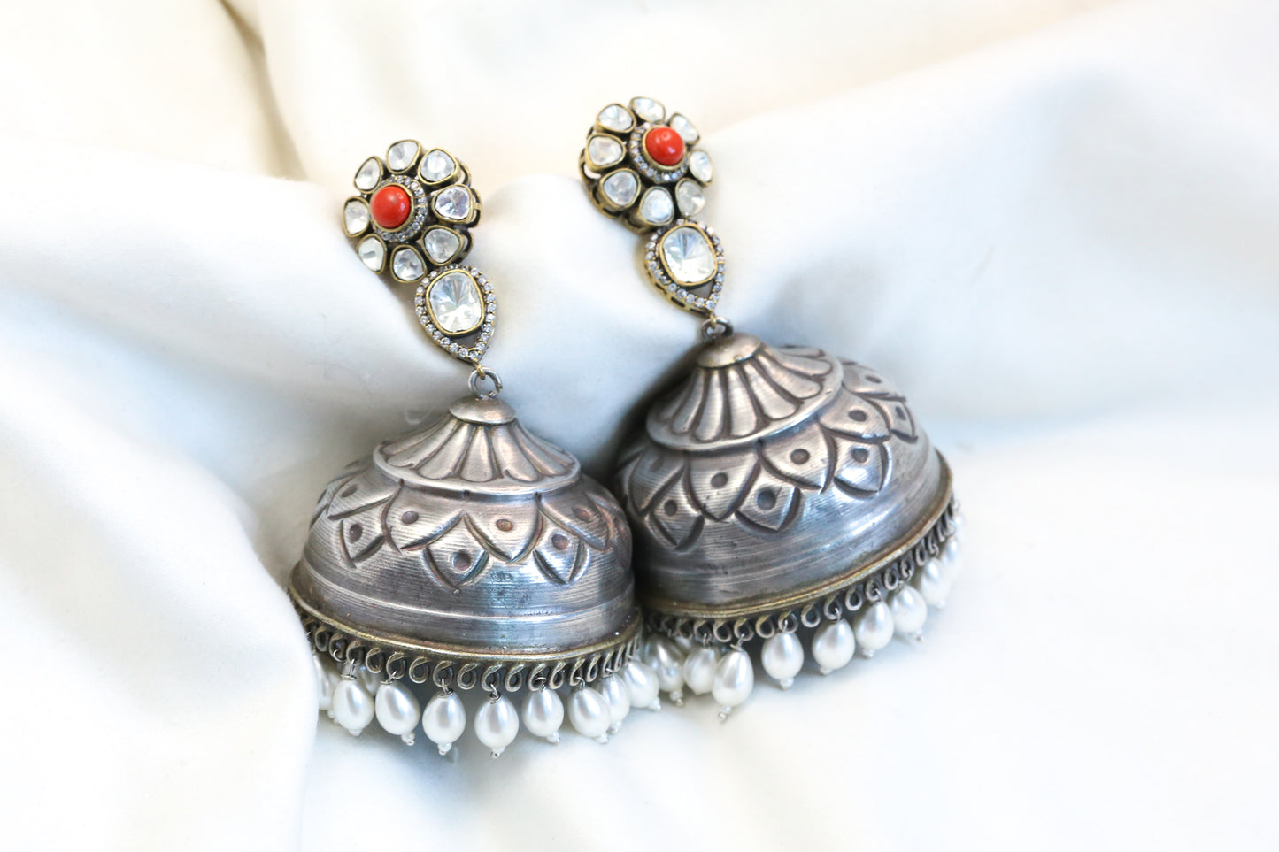 Large Polki Fusion  Jhumka  - ABJOC-16