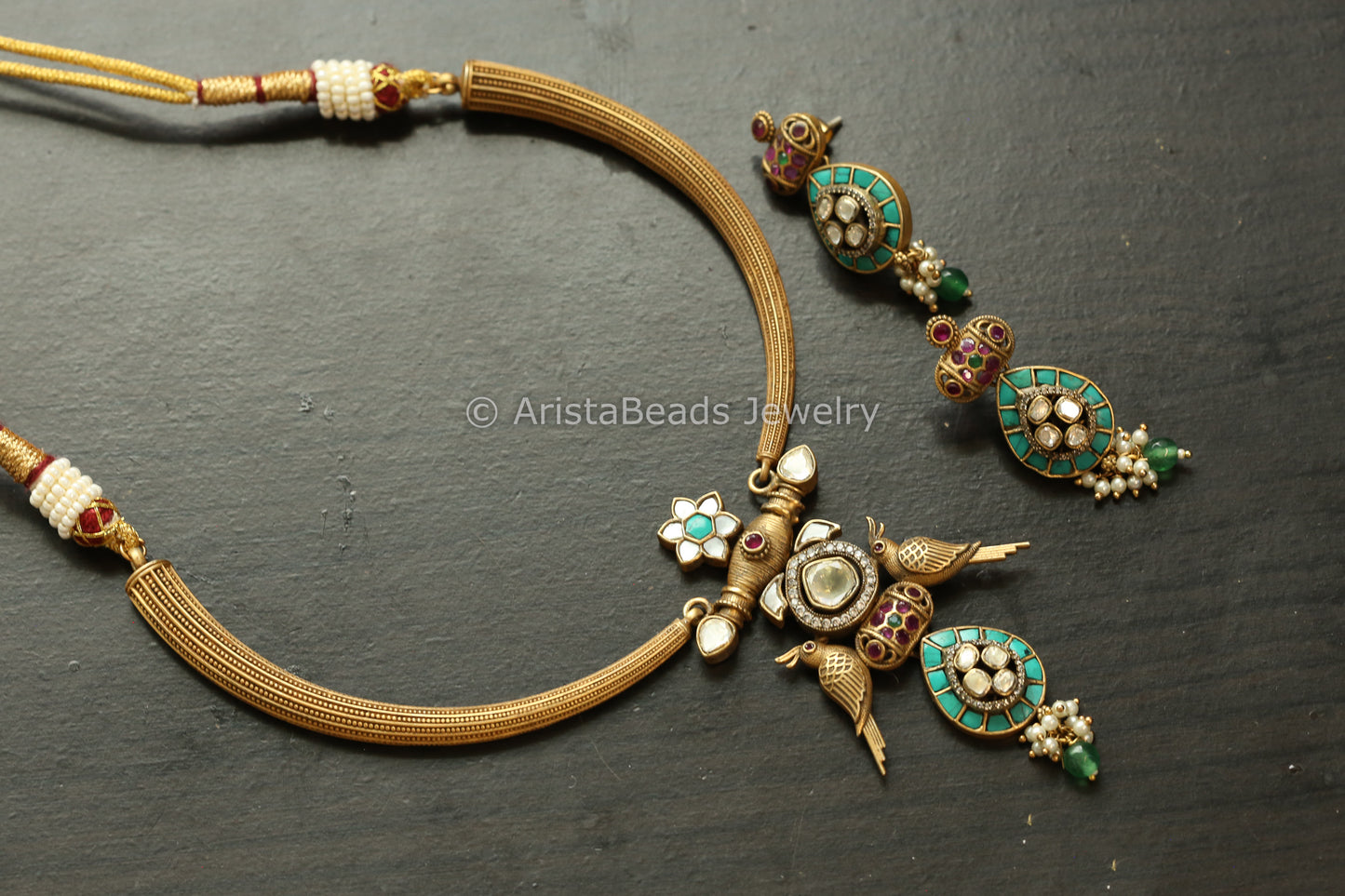 Fusion Jadau Moissanite Hasli Set (ABJ-N101-78)