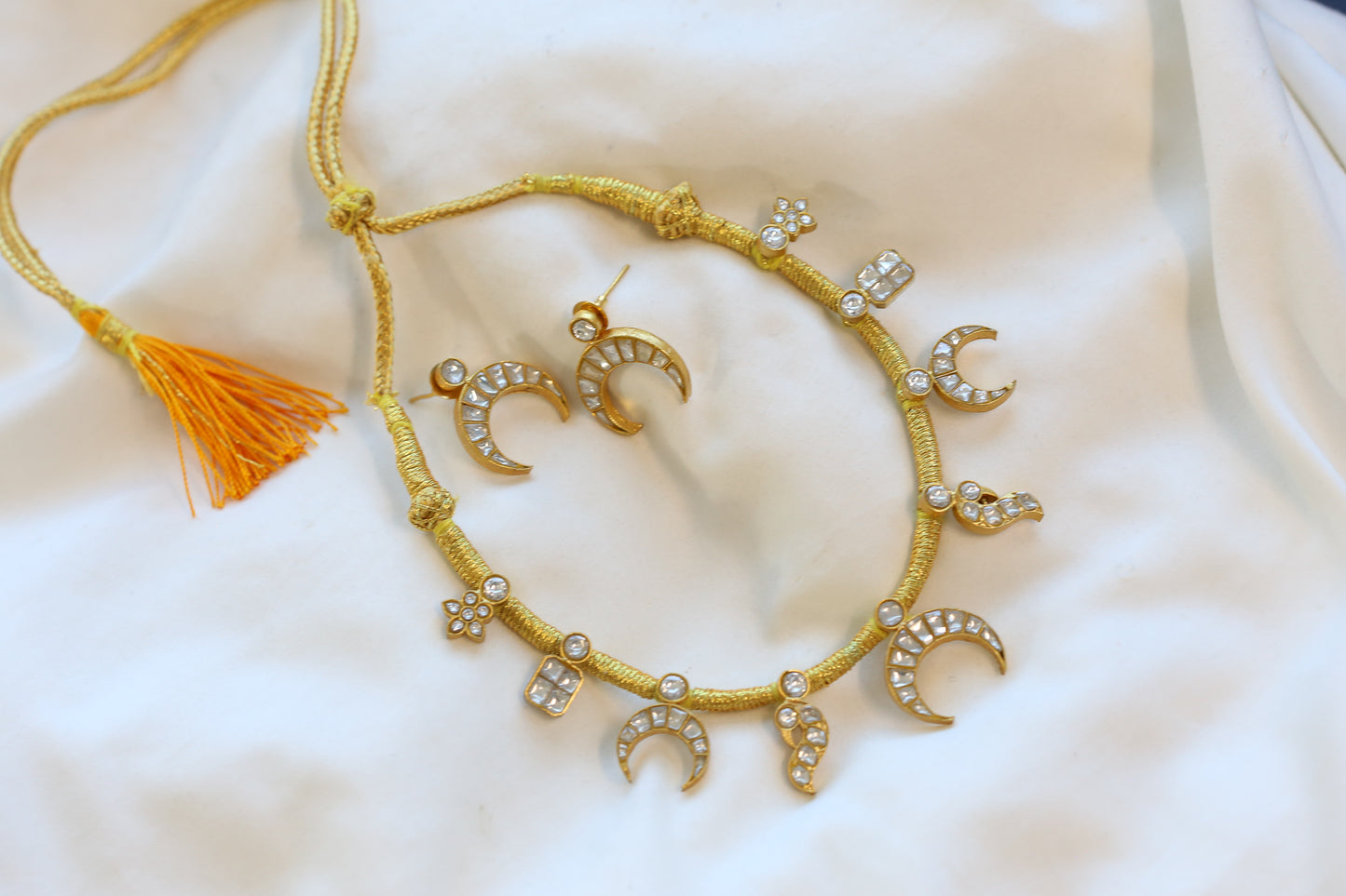 Chandrika Jadau Kundan Thread Necklace Set - Clear (103-29)