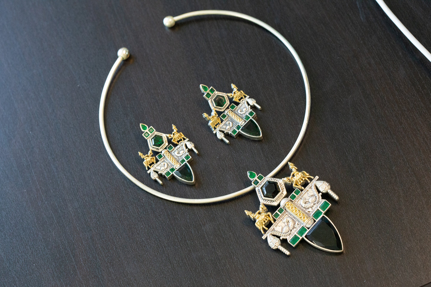 Oxidized 2 Tone Fusion Necklace (T102-46)