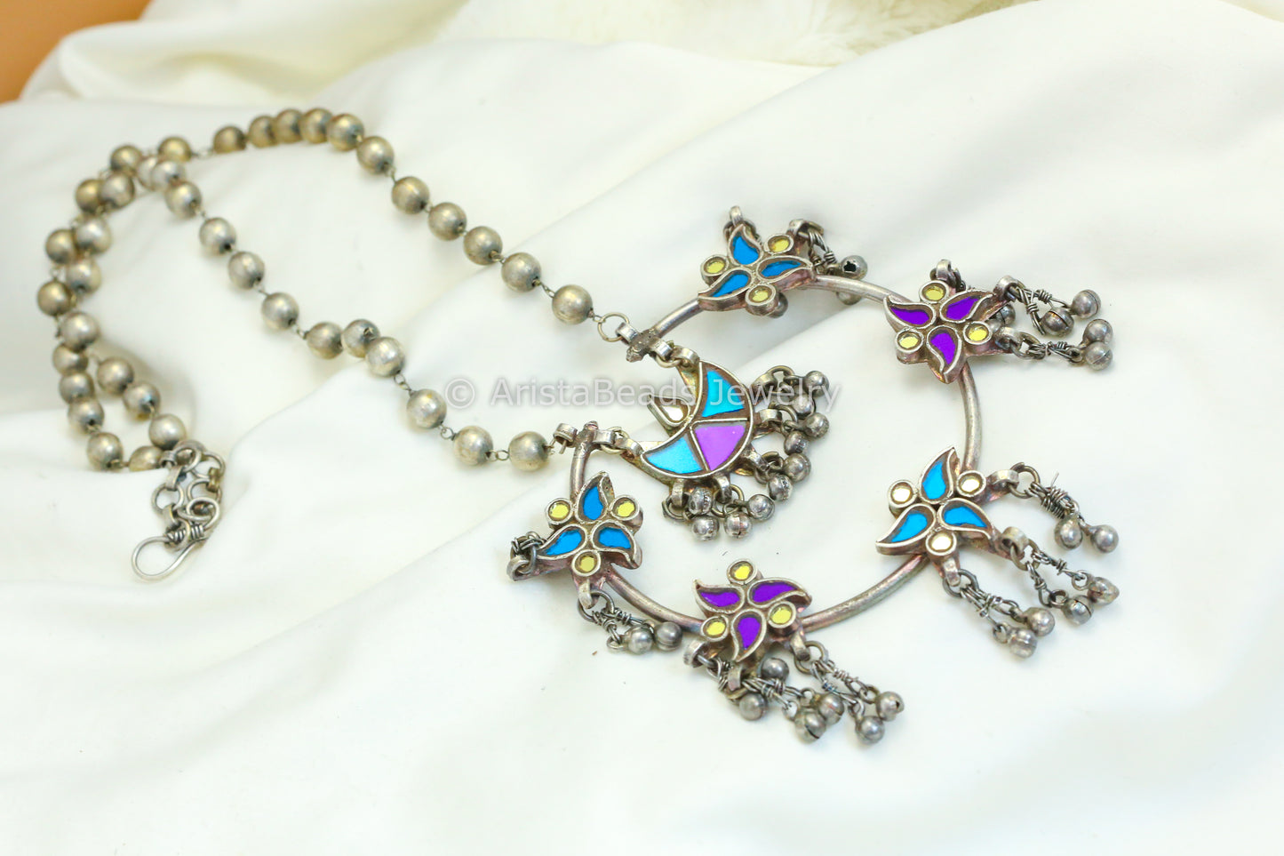 Kareena Real Glass Necklace - Blue Purple