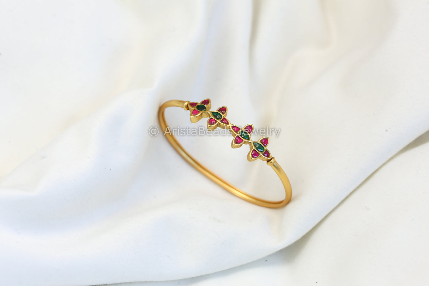 Jadau Bracelet (Openable) - Ruby Green