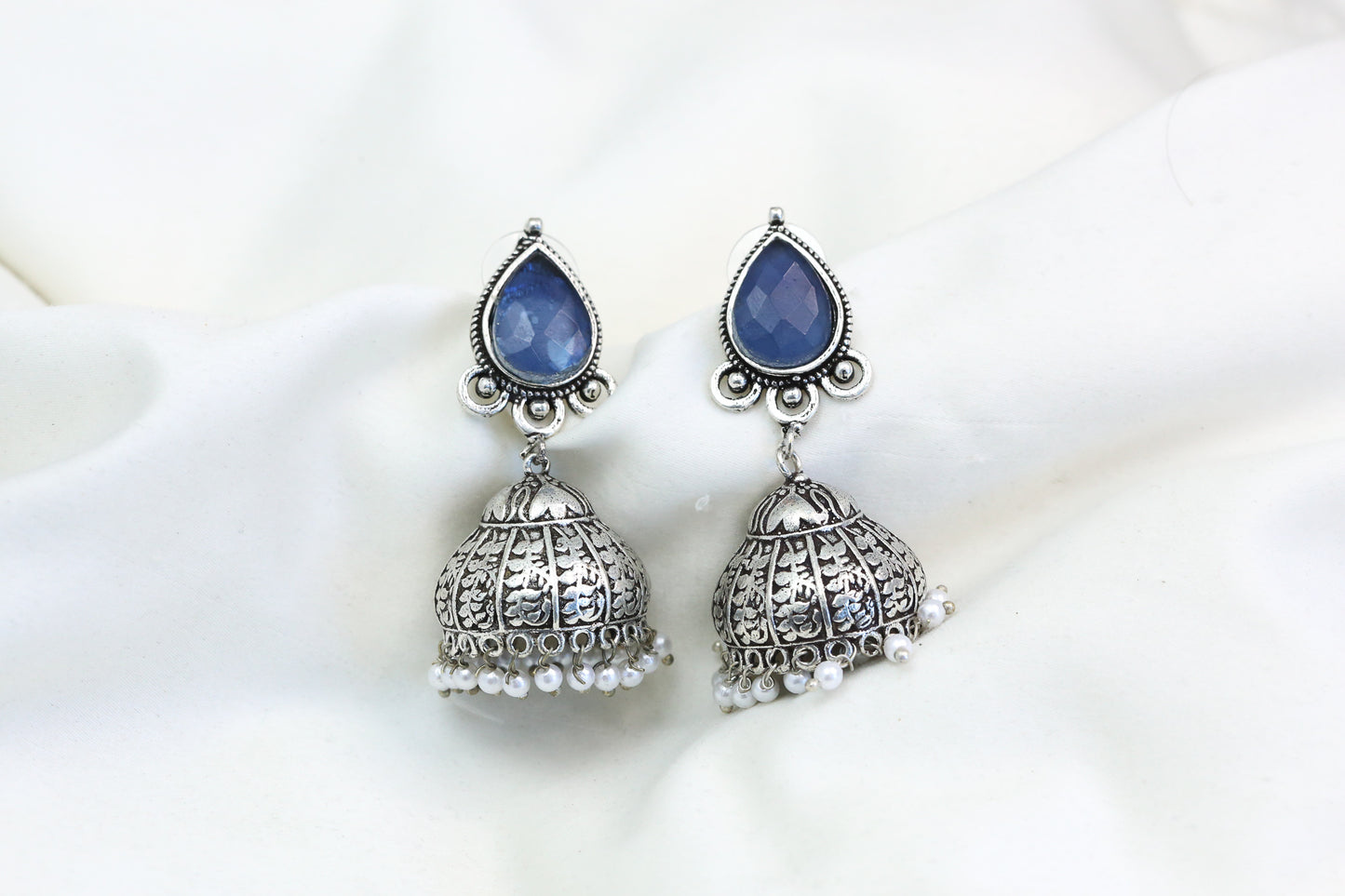 Meera Blue Stone Jhumka - ABJOC-15
