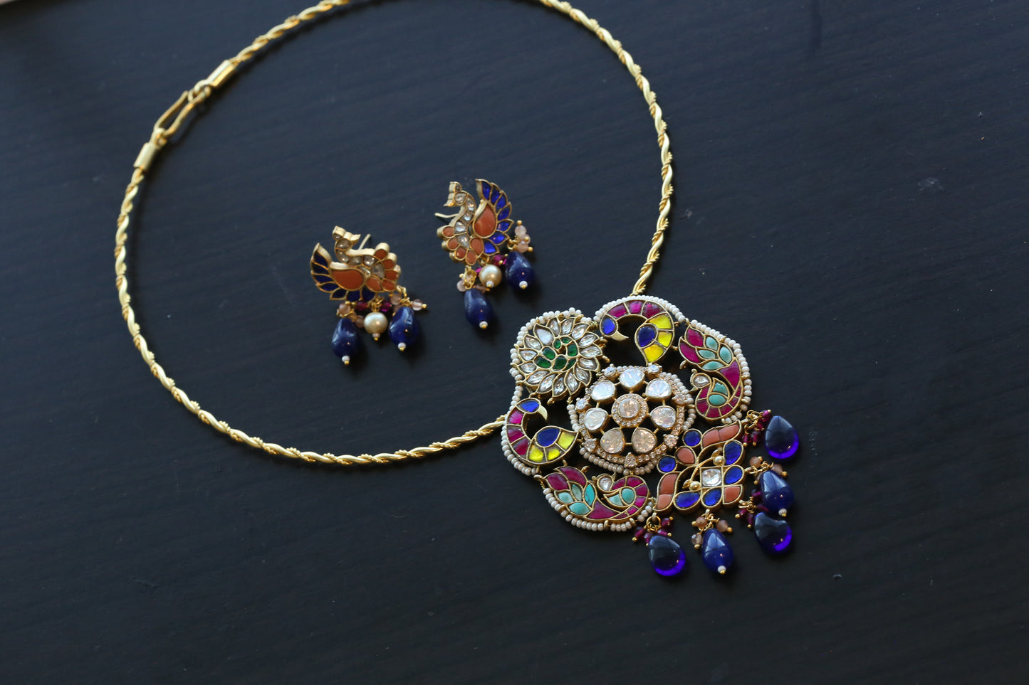Handmade Fusion Jadau Kundan & Moissanite Set (ABJ-FP101-5)