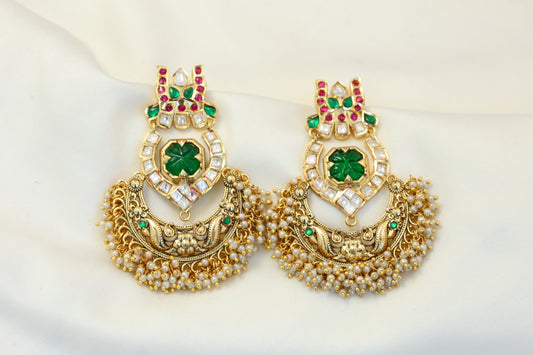 Matt Gold Nakshi Chandbaali - Green