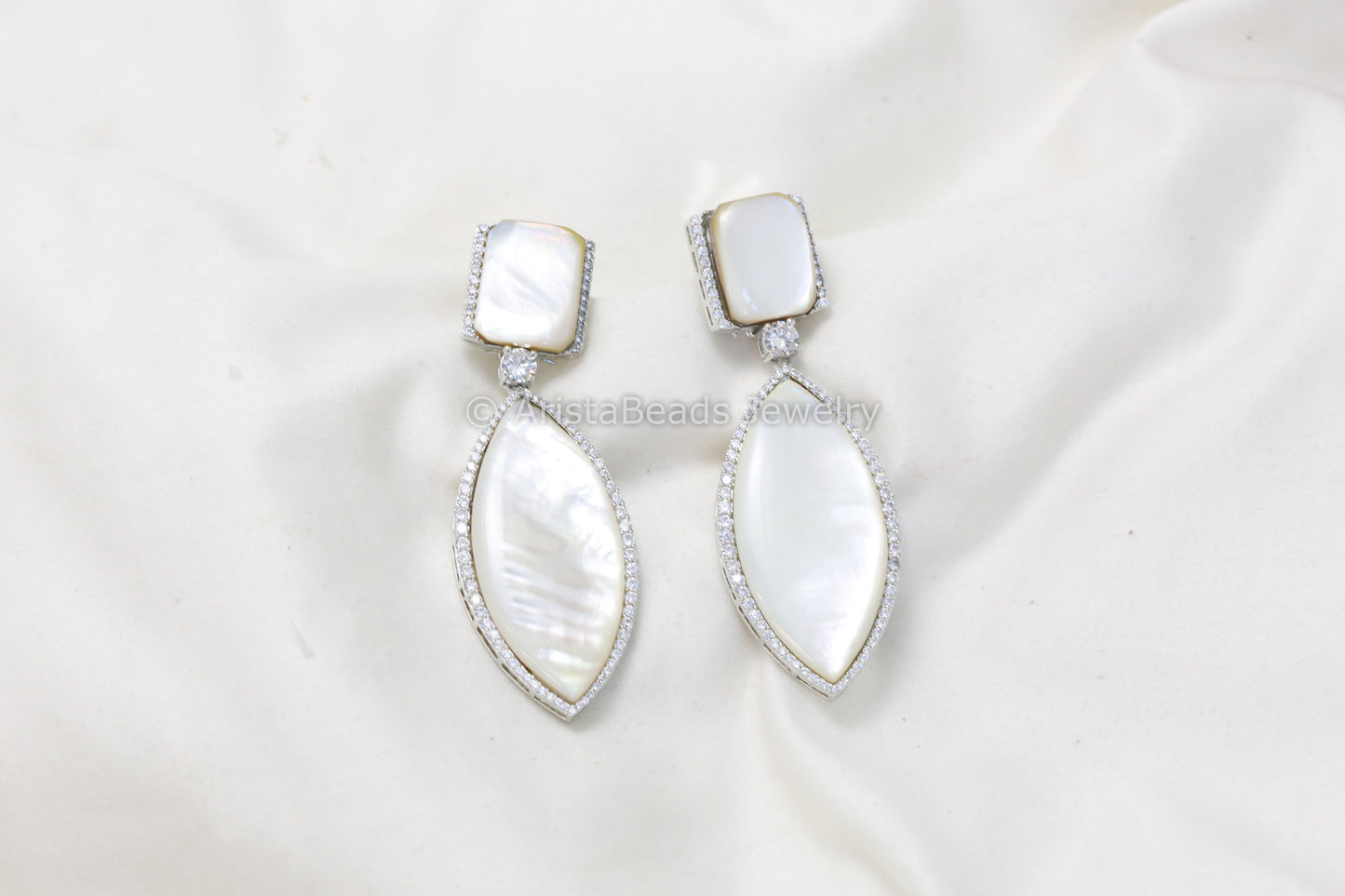 Contemporary MOP & Cz Earrings