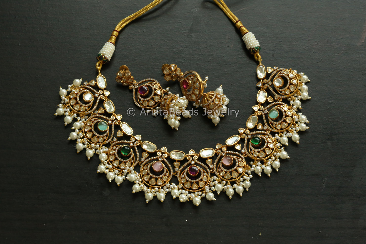 Real Moissanite Chand Necklace Set