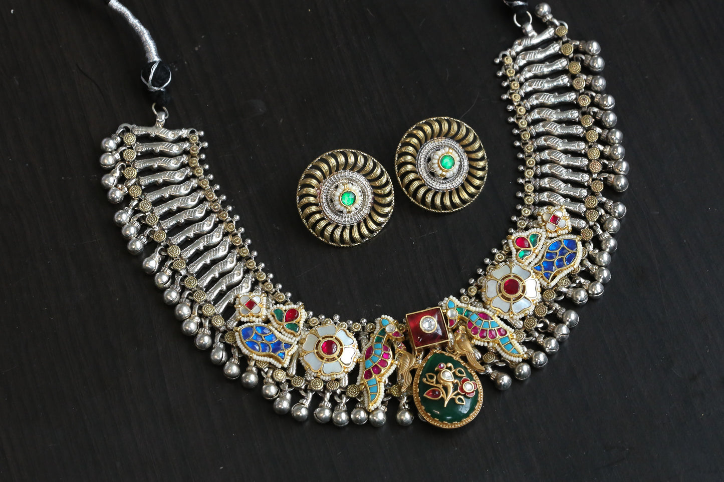 Dual Tone Fusion Kundan Necklace Set (ABJ-N101-99)