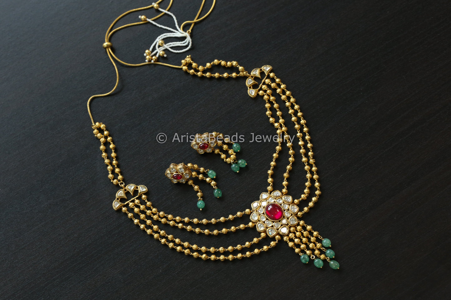Next To Real Uncut Polki Necklace Set (102-61)