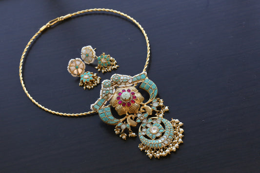 Handmade Fusion Jadau Kundan Hasli Set (ABJ-FP101-1)