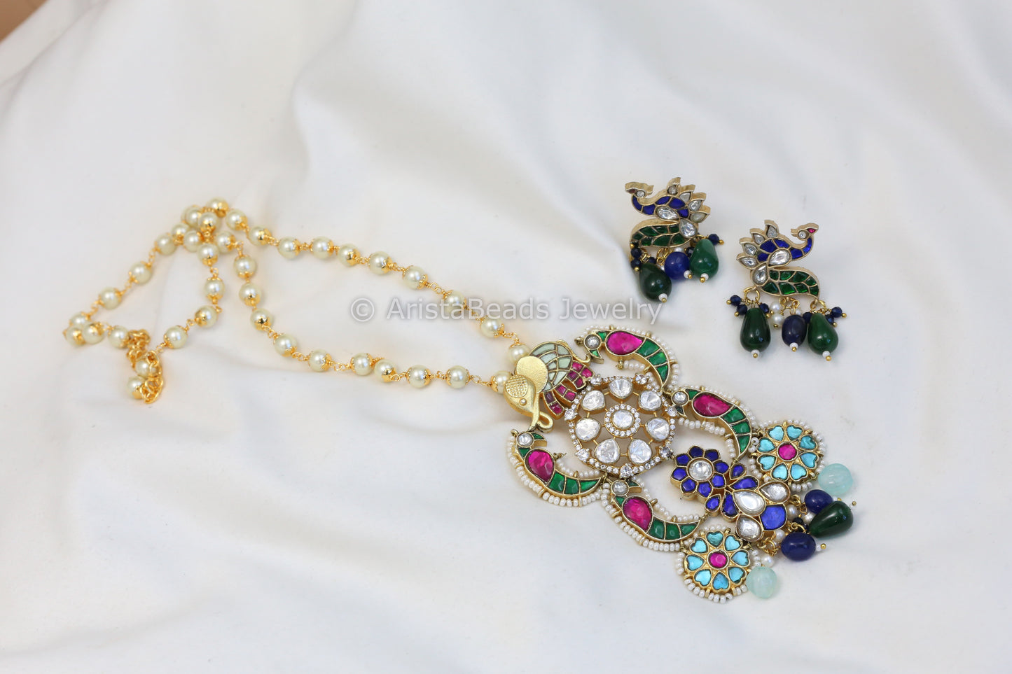 Handmade Jadau Kundan & Moissanite Necklace Set