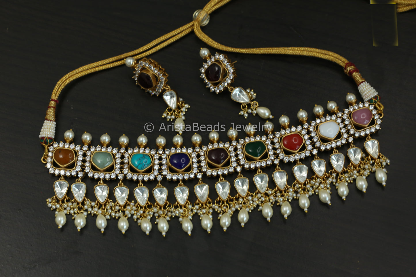 Uncut Kundan Polki & Navratan Stone Set